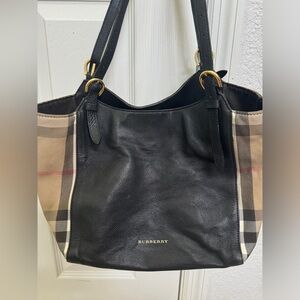 Burberry Black/Beige House Check Canvas And Leather Small Canterbury Tote